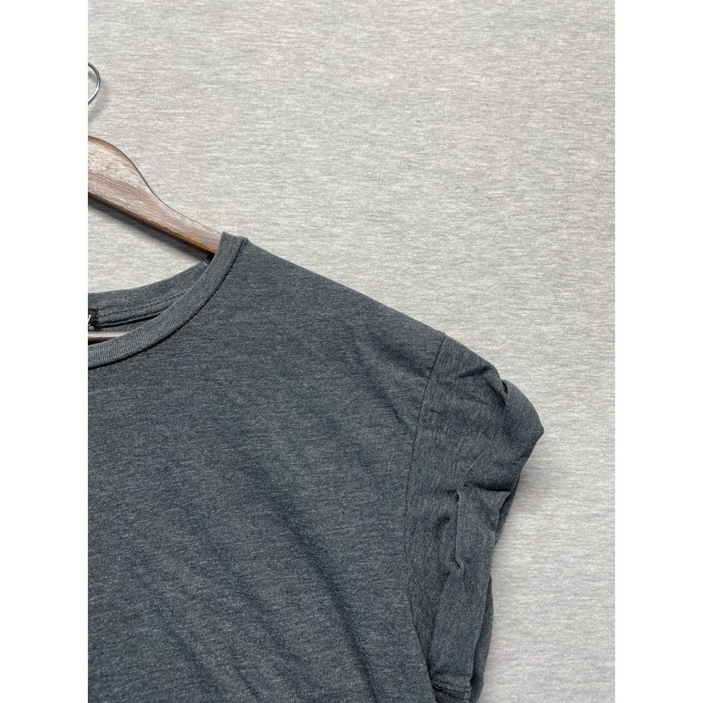 Wet Seal Cropped T Shirt Womens XL Charcoal Gray Cotton Cuffed Sleeves Raw Hem - Picture 3 of 13